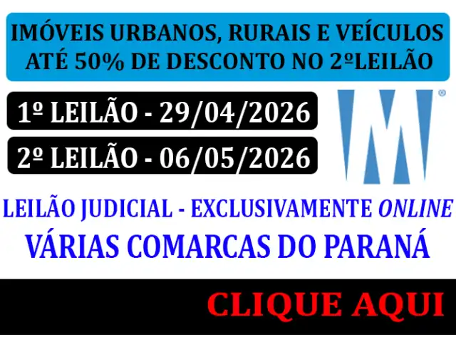 EM LOTEAMENTO! (LEILÃO JUDICIAL - TRIBUNAL DE JUSTIÇA DO ESTADO DO PARANA)